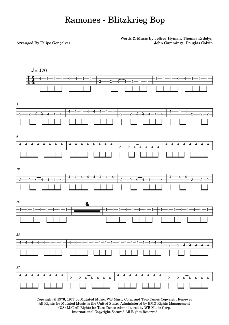 Blitzkrieg Bop Blitzkrieg Bop Acoustic Guitar scores gallery preview page 1