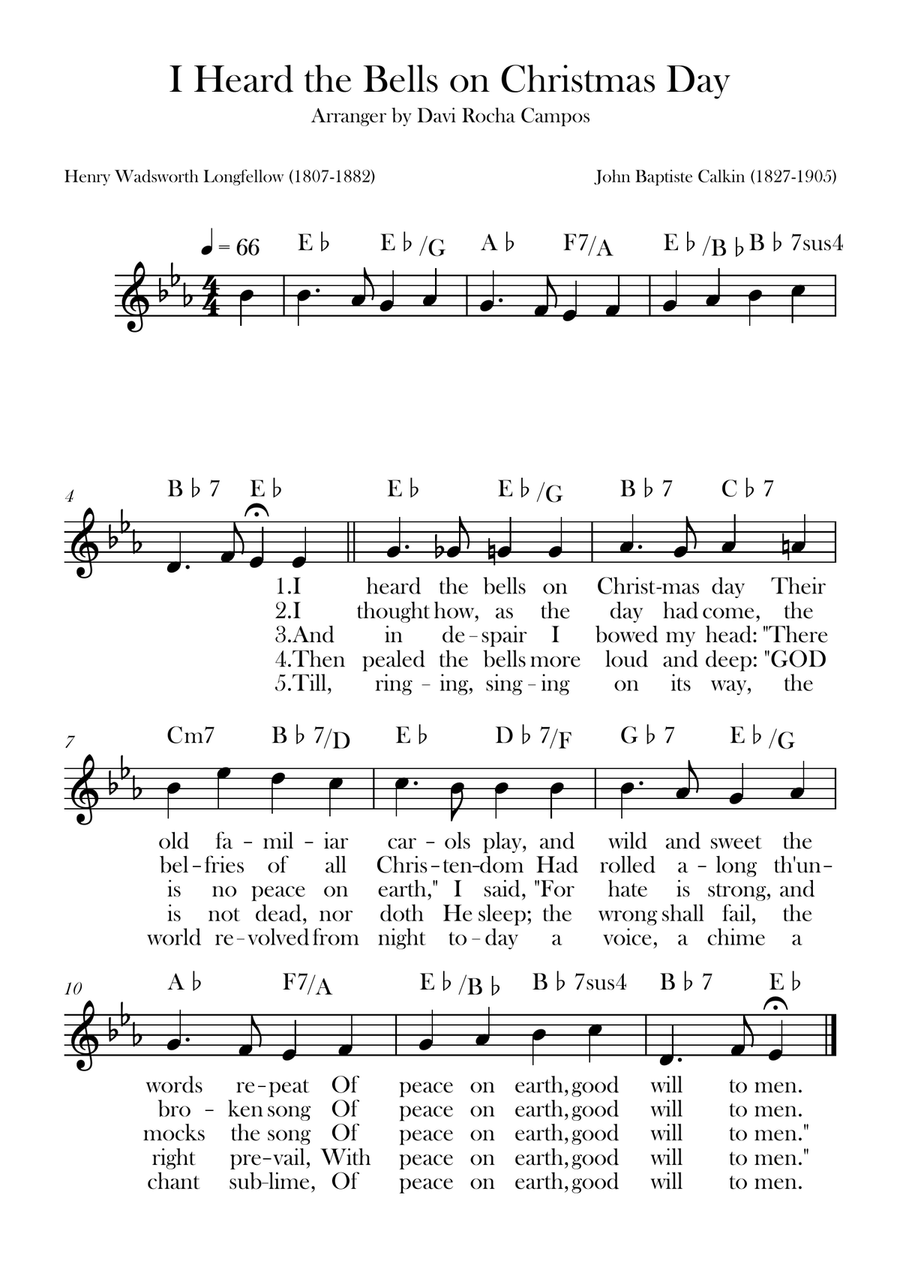 I Heard the Bells on Christmas Day Piano scores gallery preview page 1