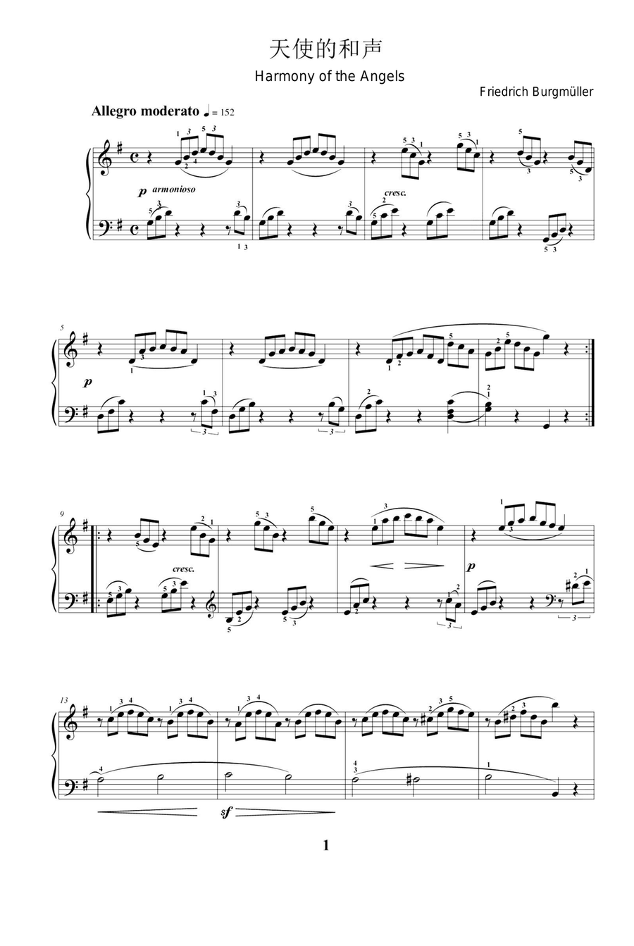 Harmony of the Angels - Friedrich Burgmüller Piano Solo scores gallery preview page 1