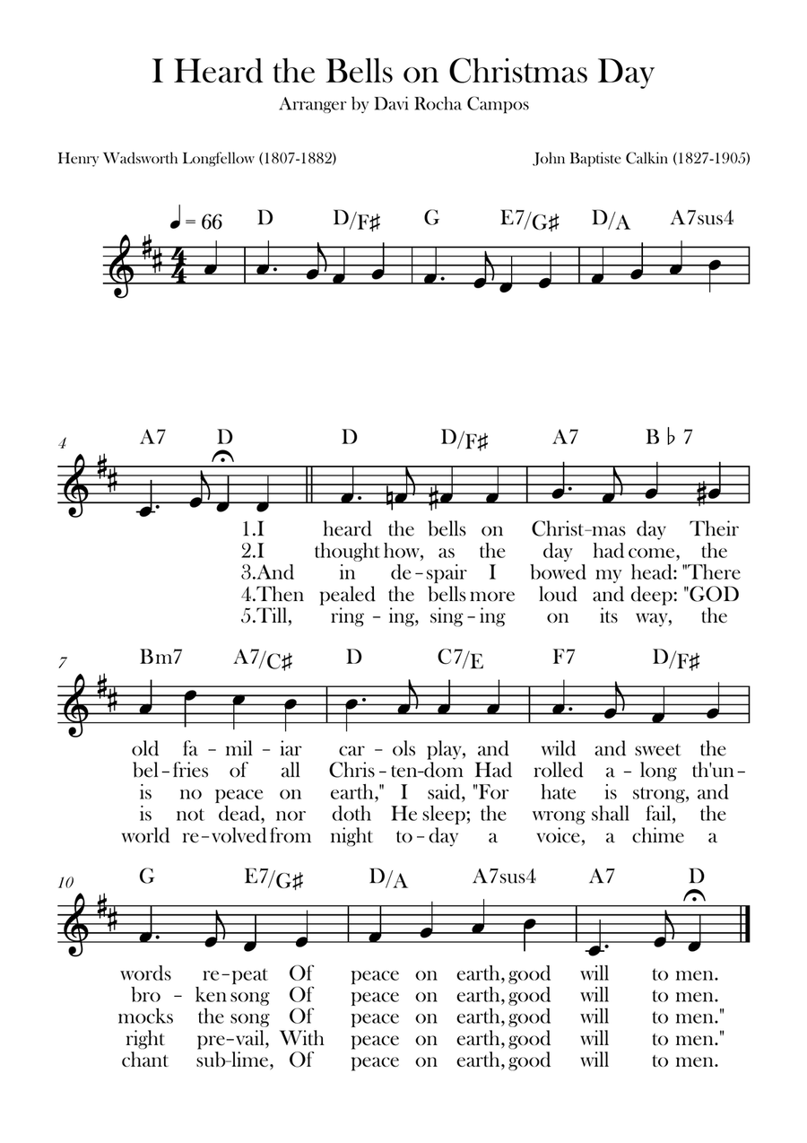 I Heard the Bells on Christmas Day Piano scores gallery preview page 1