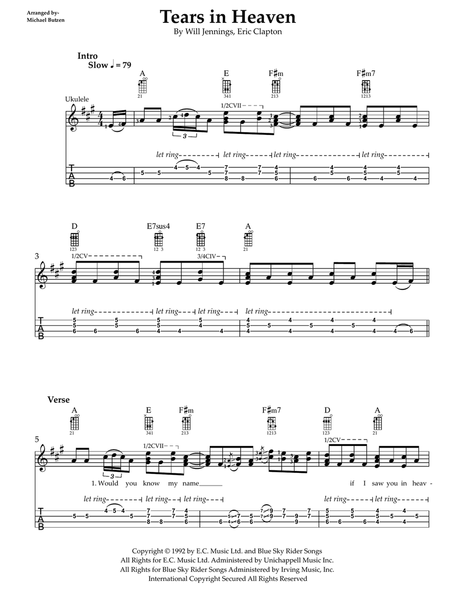 Tears In Heaven Ukulele scores gallery preview page 1