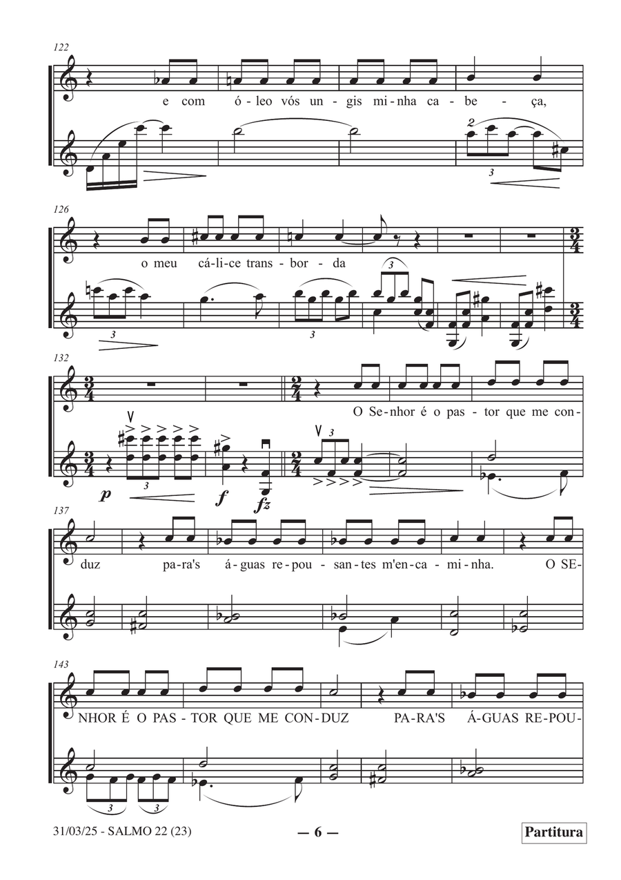 Salmo 23 (22) em Português para violino & soprano (resposta da assembleia ad libitum) Chamber Music scores gallery preview page 6