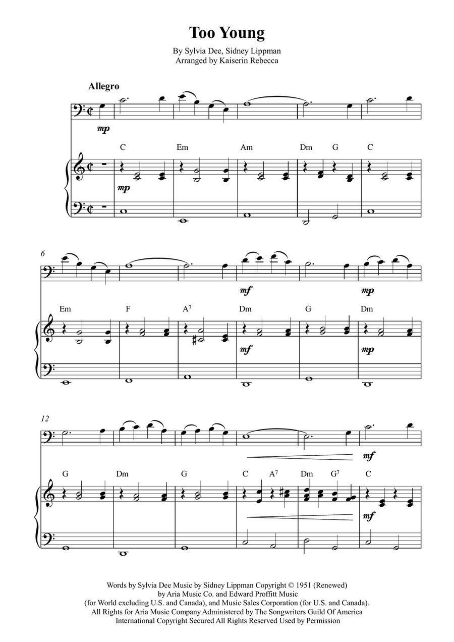 Too Young Too Young Piano scores gallery preview page 1