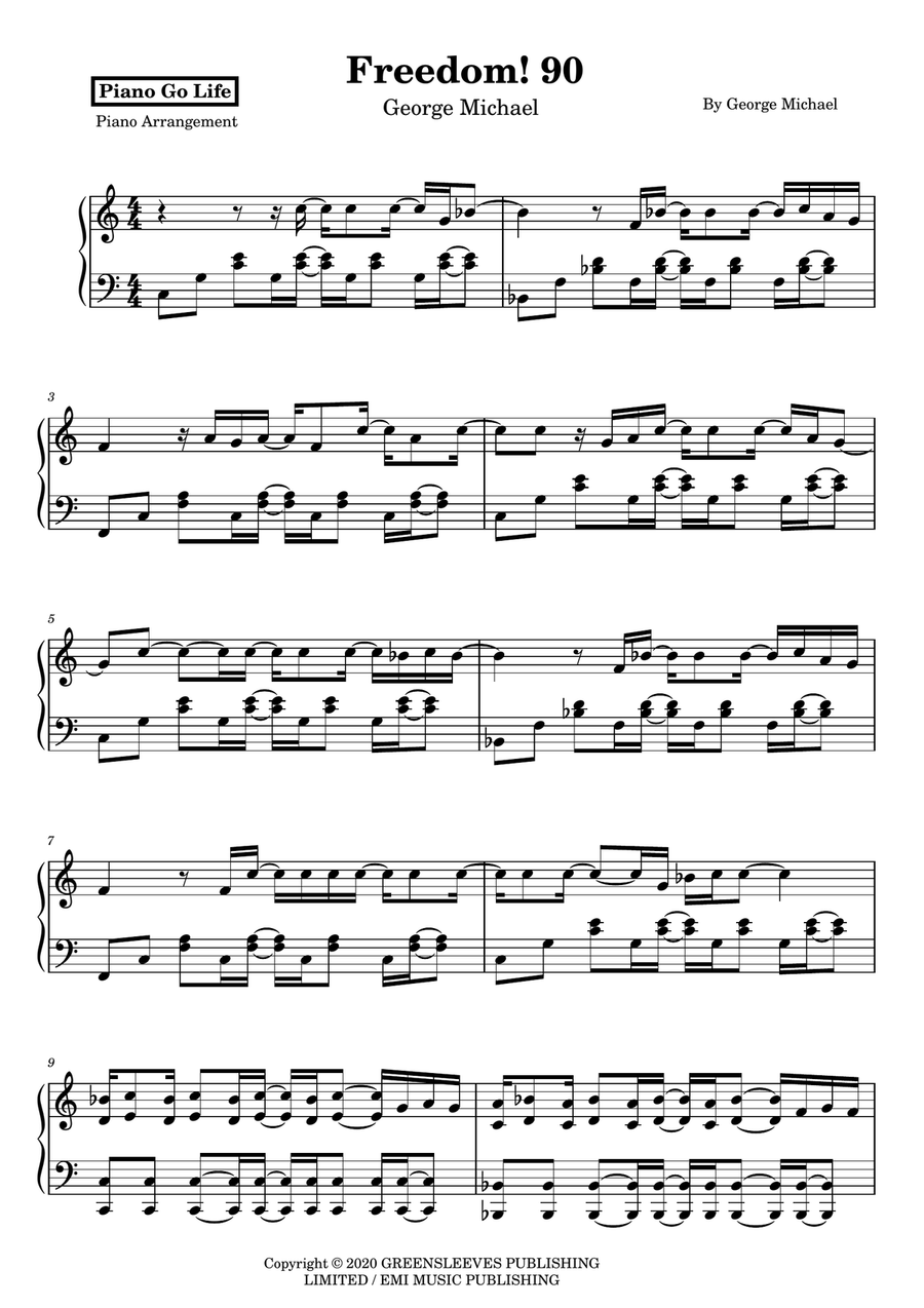 Freedom Freedom Piano Solo scores gallery preview page 1