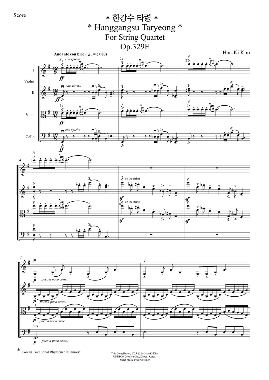 Hangangsu-Taryeong (For String Quartet) String Quartet scores gallery preview page 3