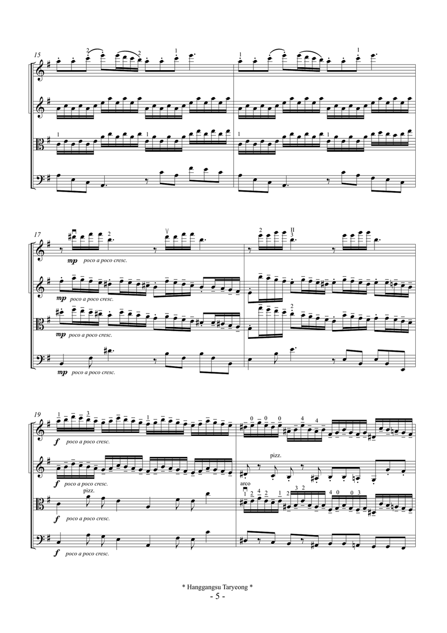 Hangangsu-Taryeong (For String Quartet) String Quartet scores gallery preview page 5