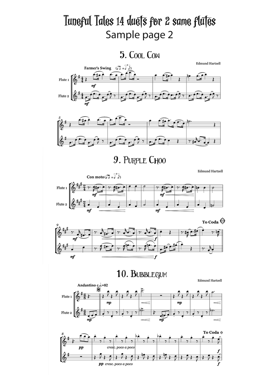 Tuneful Tales Flute Duets (14 duets for 2 same flutes) Flute Duet scores gallery preview page 5