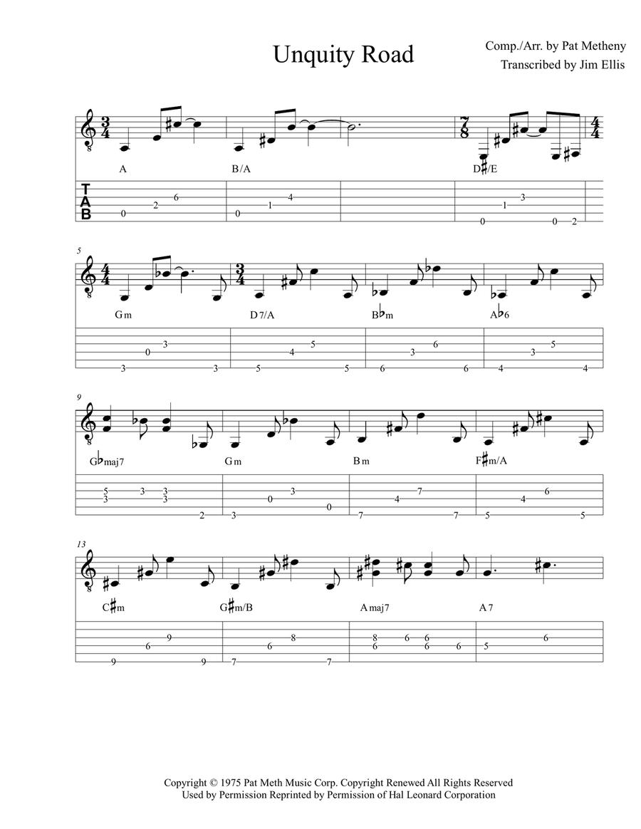 Unquity Road Electric Guitar scores gallery preview page 1