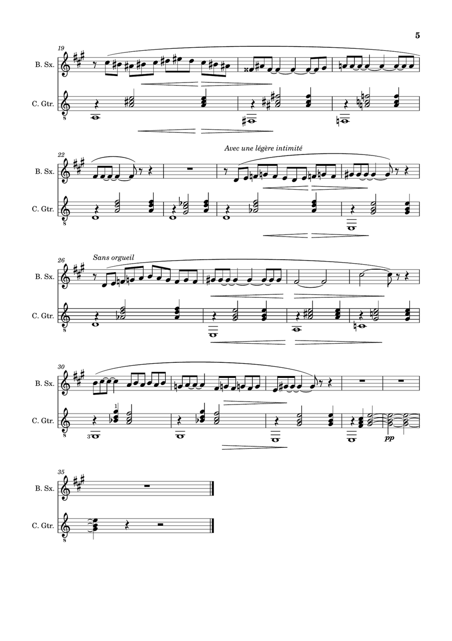 Six Gnossiennes. Three Gymnopédies - Arranged for B. Sax. and Guitar. Chamber Music scores gallery preview page 5