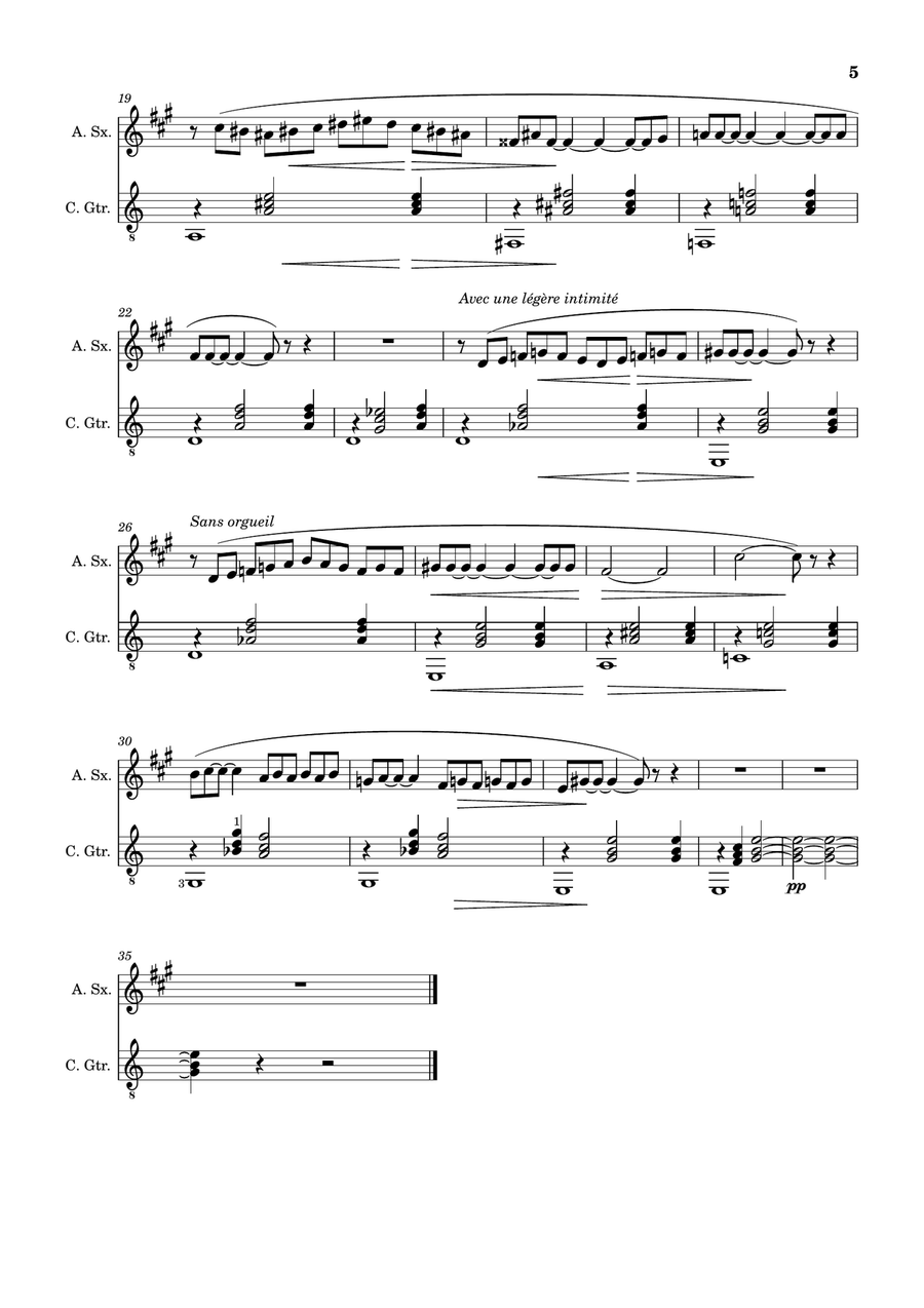 Six Gnossiennes. Three Gymnopédies - Arranged for A. Sax. and Guitar. Chamber Music scores gallery preview page 5