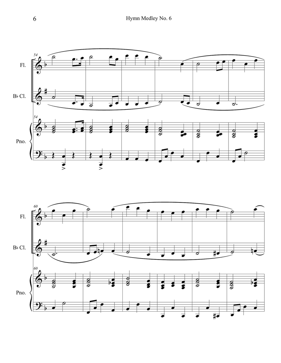 Hymn Medley No. 6 (Flute and Clarinet Duet with Piano Accompaniment) Woodwind Duet scores gallery preview page 6