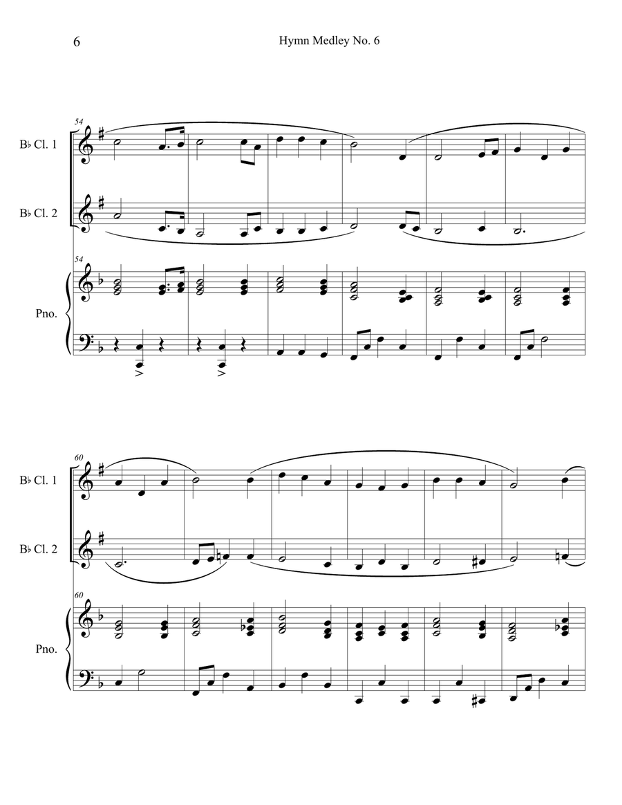 Hymn Medley No. 6 (Clarinet Duet with Piano Accompaniment) Clarinet Duet scores gallery preview page 6