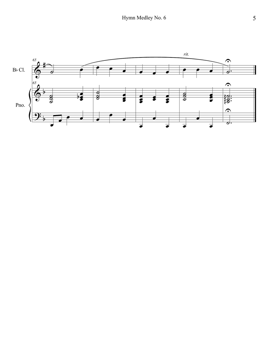 Hymn Medley No. 6 (Clarinet Solo with Piano Accompaniment) B-Flat Clarinet scores gallery preview page 5