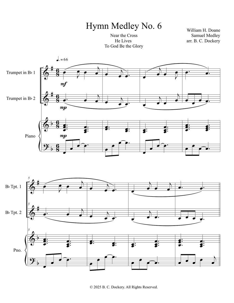 Hymn Medley No. 6 (Trumpet Duet with Piano Accompaniment) Trumpet Duet scores gallery preview page 1