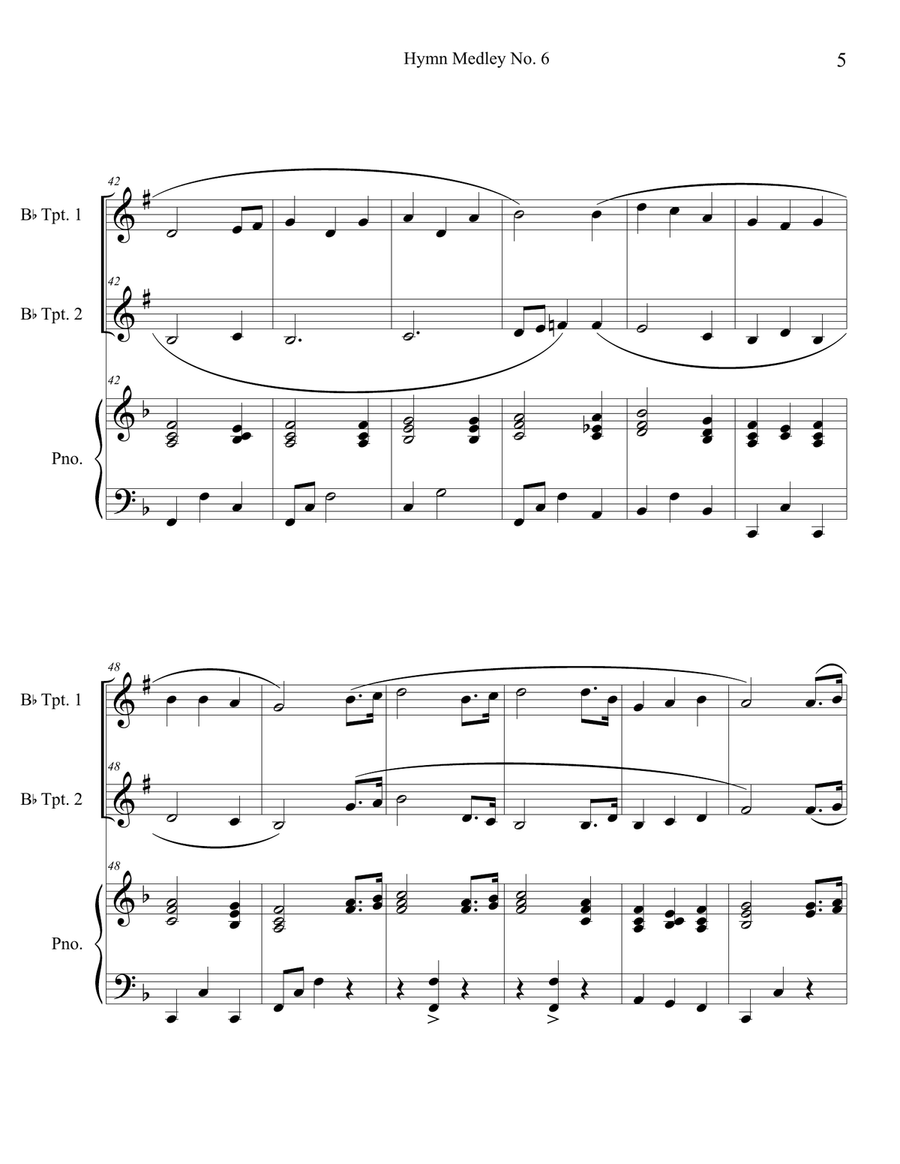 Hymn Medley No. 6 (Trumpet Duet with Piano Accompaniment) Trumpet Duet scores gallery preview page 5