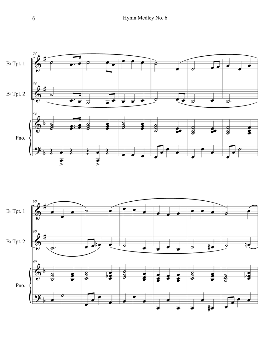 Hymn Medley No. 6 (Trumpet Duet with Piano Accompaniment) Trumpet Duet scores gallery preview page 6