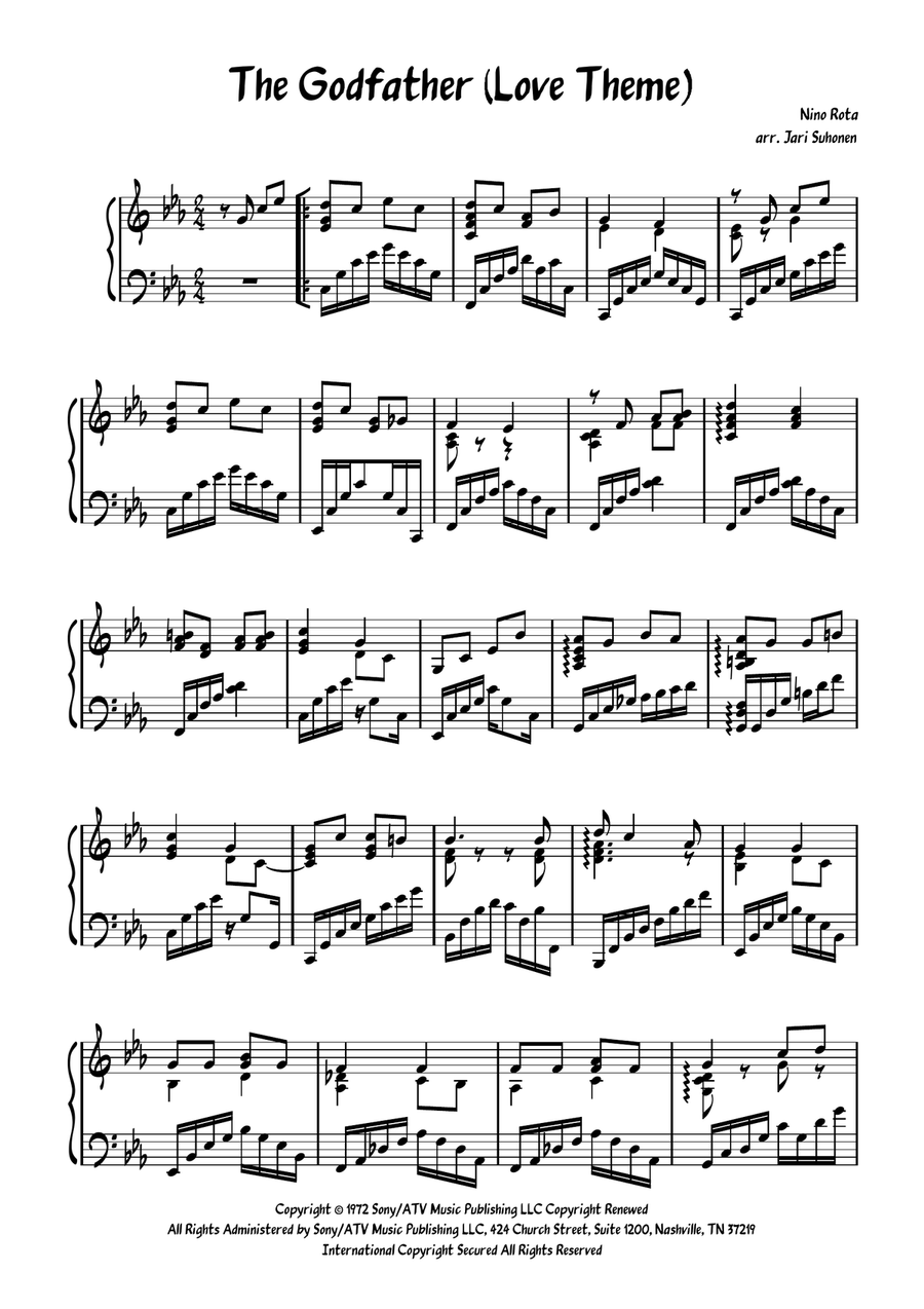 The Godfather (Love Theme) Piano Solo scores gallery preview page 1