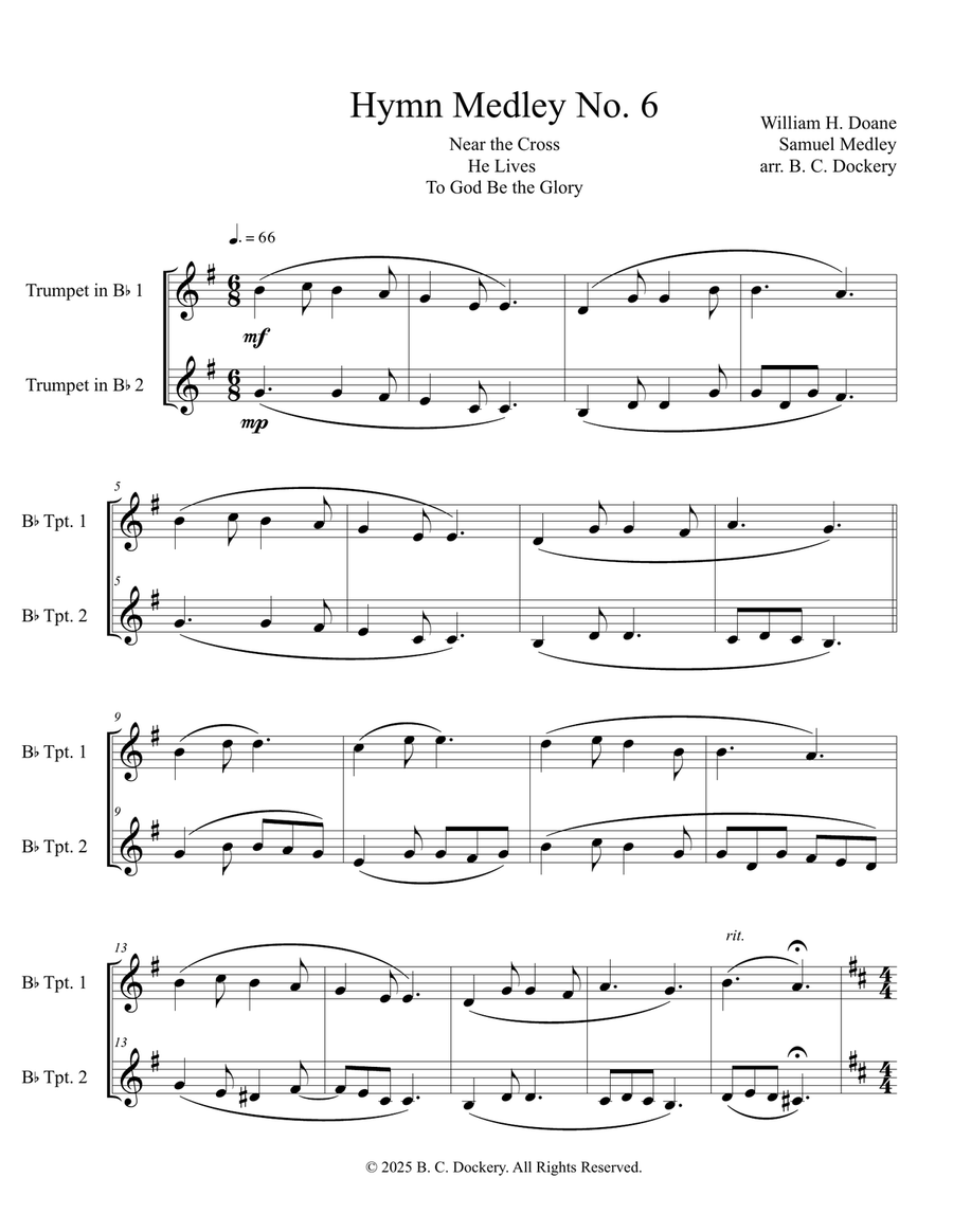 Hymn Medley No. 6 (Trumpet Duet) Trumpet Duet scores gallery preview page 1