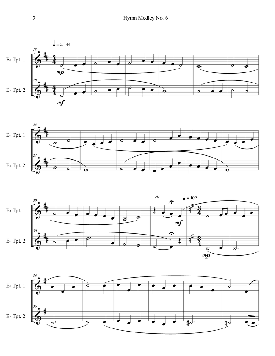 Hymn Medley No. 6 (Trumpet Duet) Trumpet Duet scores gallery preview page 2