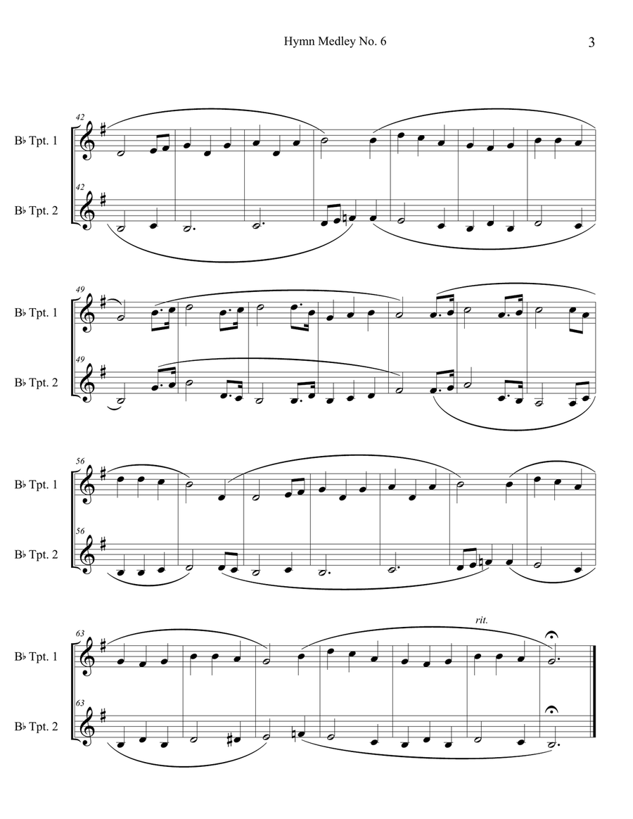 Hymn Medley No. 6 (Trumpet Duet) Trumpet Duet scores gallery preview page 3