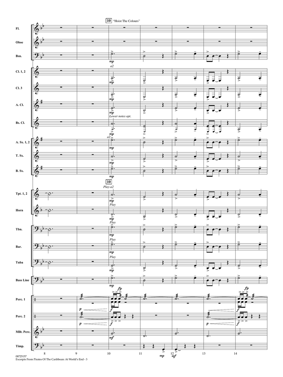 Pirates Of The Caribbean: At World's End (Excerpts) (arr. Michael Brown) - Full Score by Hans Zimmer Concert Band - Digital Sheet Music page 3
