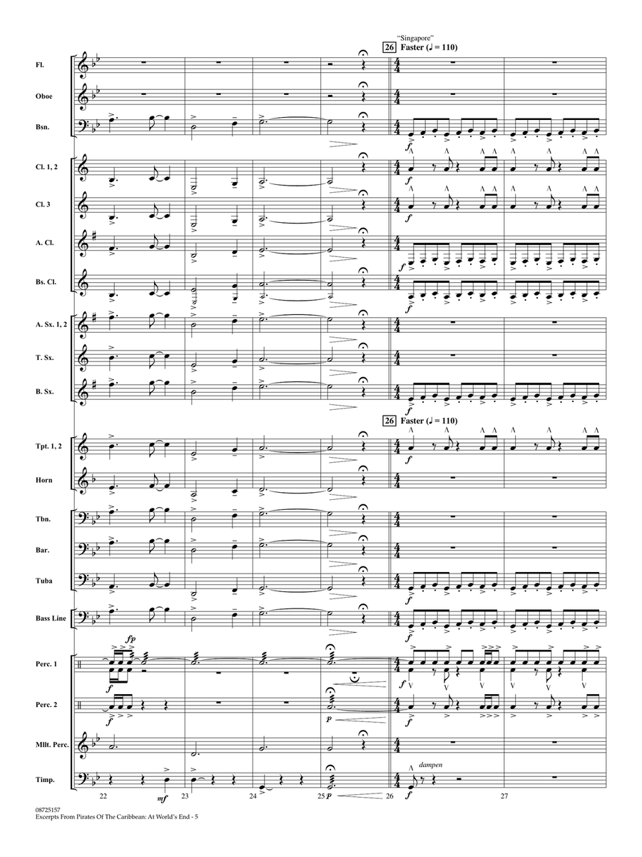 Pirates Of The Caribbean: At World's End (Excerpts) (arr. Michael Brown) - Full Score by Hans Zimmer Concert Band - Digital Sheet Music page 5
