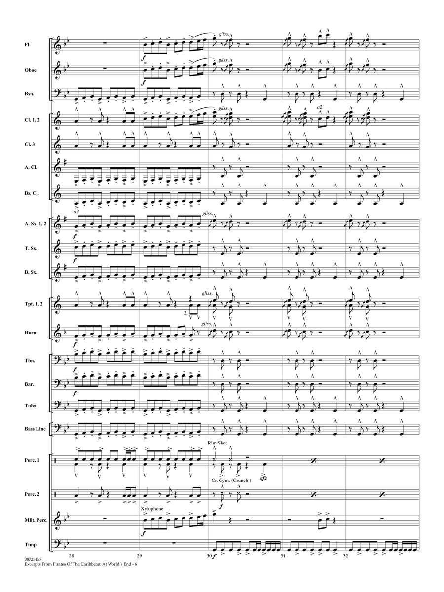 Pirates Of The Caribbean: At World's End (Excerpts) (arr. Michael Brown) - Full Score by Hans Zimmer Concert Band - Digital Sheet Music page 6
