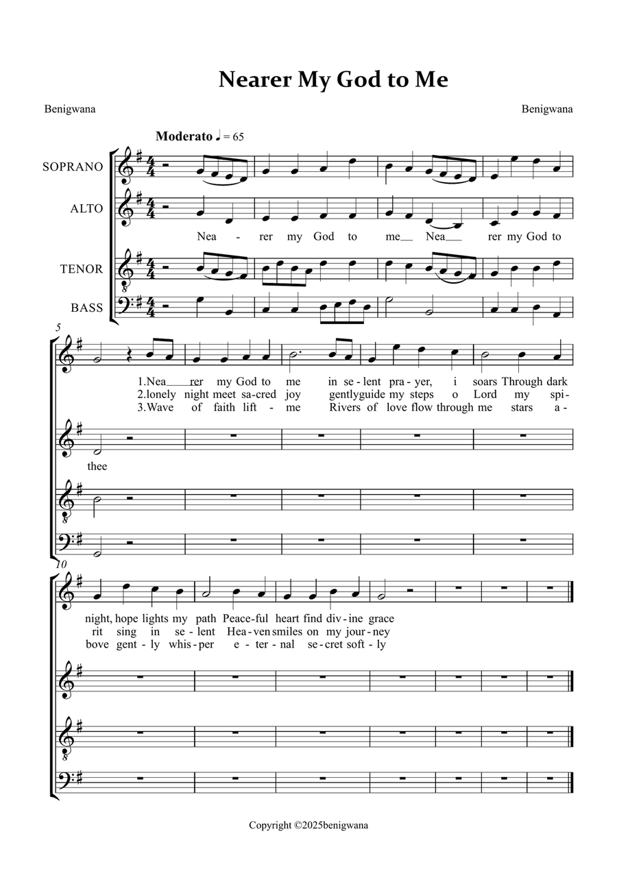 Nearer my God to me 4-Part scores gallery preview page 1
