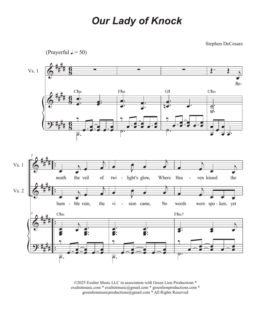 Our Lady of Knock (Vocal solo) Piano, Vocal scores gallery preview page 1