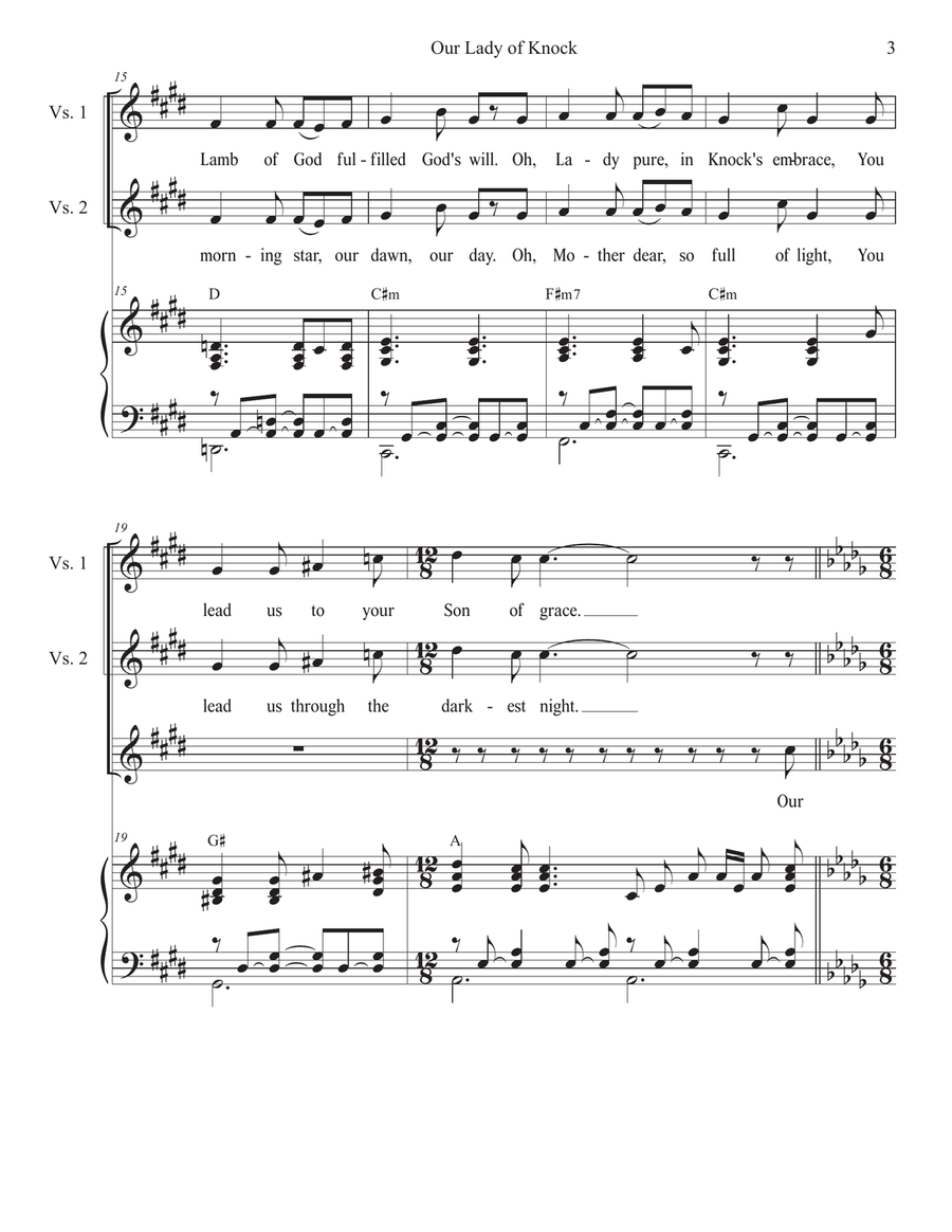 Our Lady of Knock (Vocal solo) Piano, Vocal scores gallery preview page 3