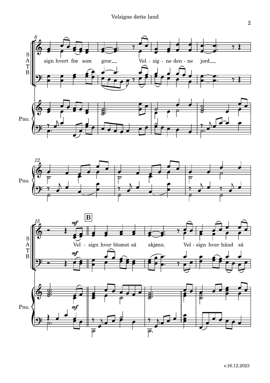 Velsigne dette land Velsigne dette land 4-Part scores gallery preview page 2