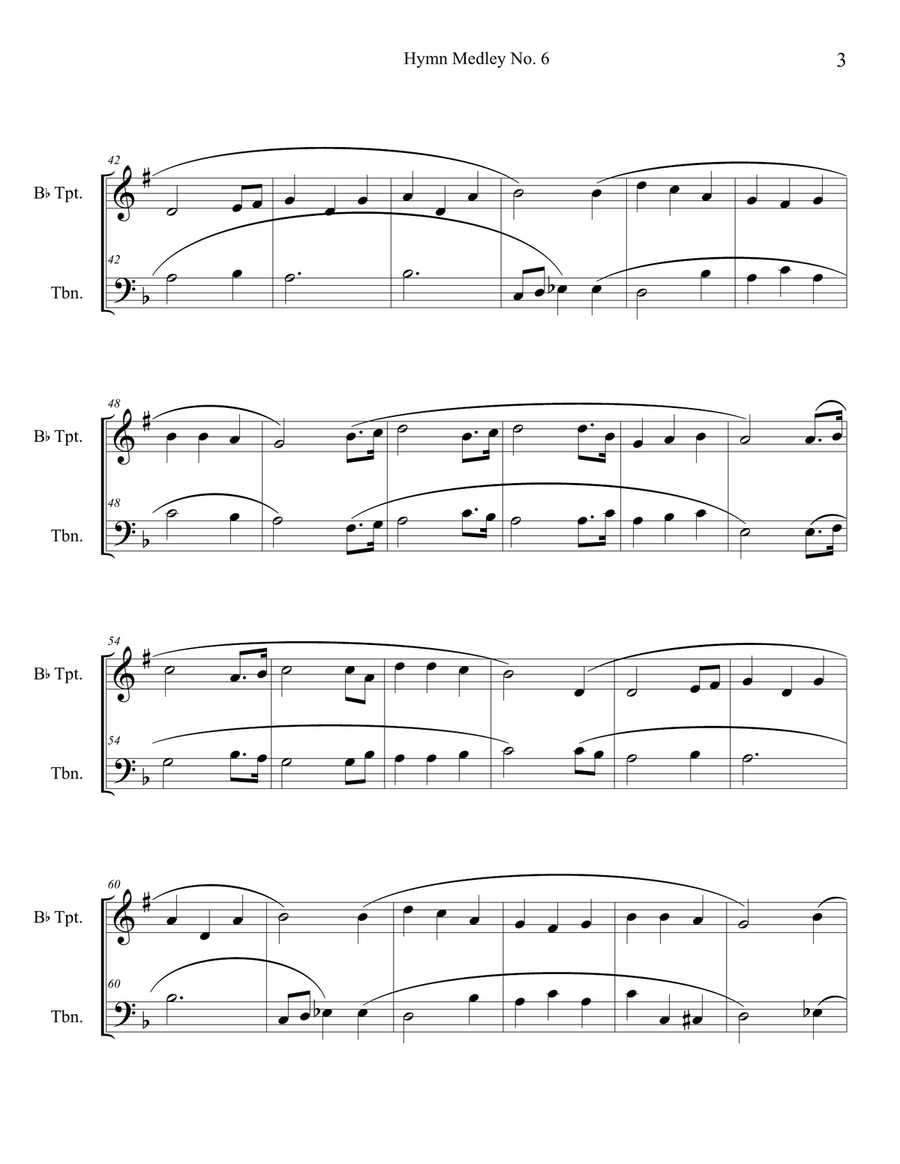 Hymn Medley No. 6 (Trumpet and Trombone Duet) Brass Duet scores gallery preview page 3