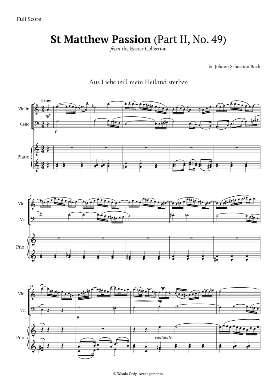 Aus Liebe will mein Heiland sterben by Bach for Piano Trio Piano Trio scores gallery preview page 1