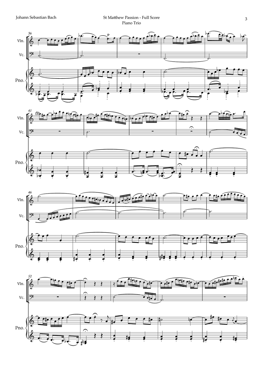 Aus Liebe will mein Heiland sterben by Bach for Piano Trio Piano Trio scores gallery preview page 3