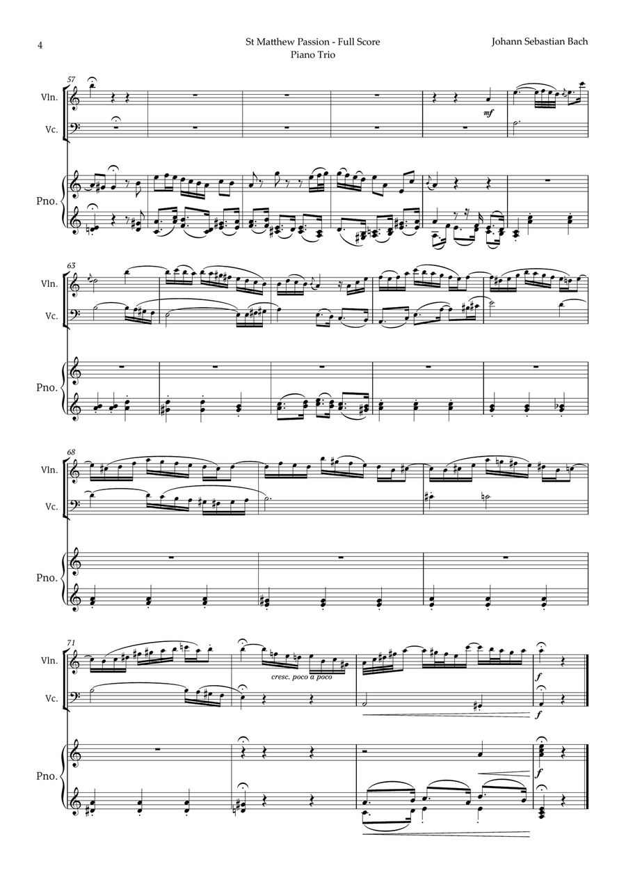 Aus Liebe will mein Heiland sterben by Bach for Piano Trio Piano Trio scores gallery preview page 4