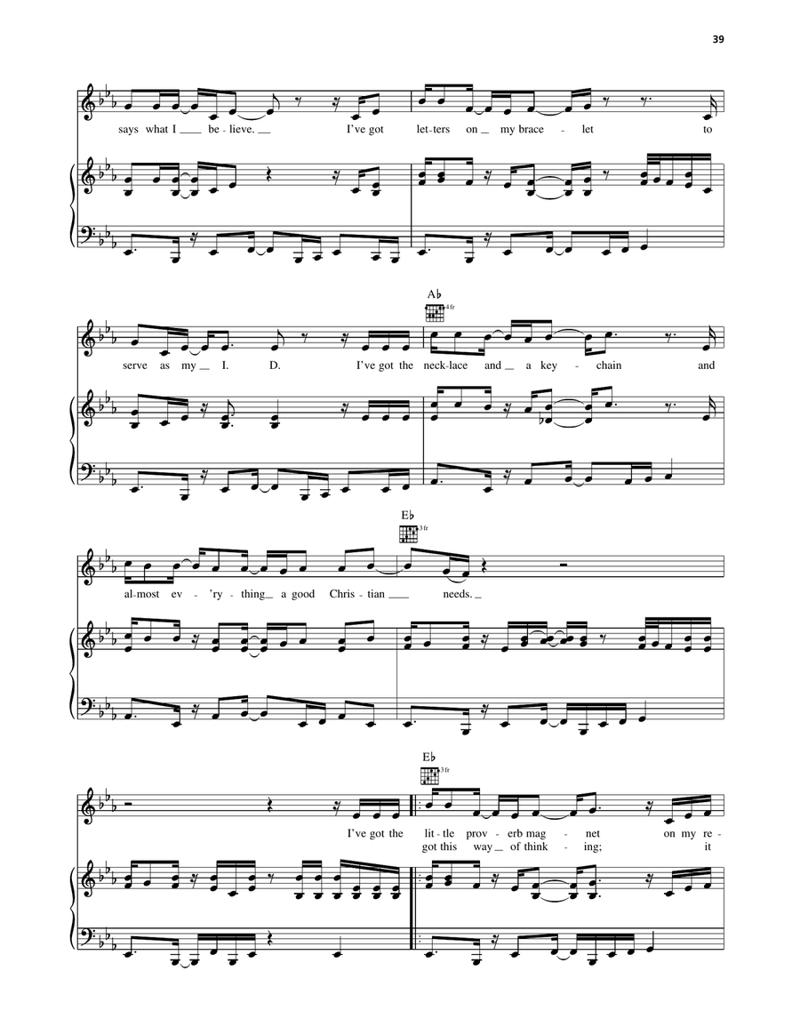 The Change The Change Piano, Vocal, Guitar scores gallery preview page 2