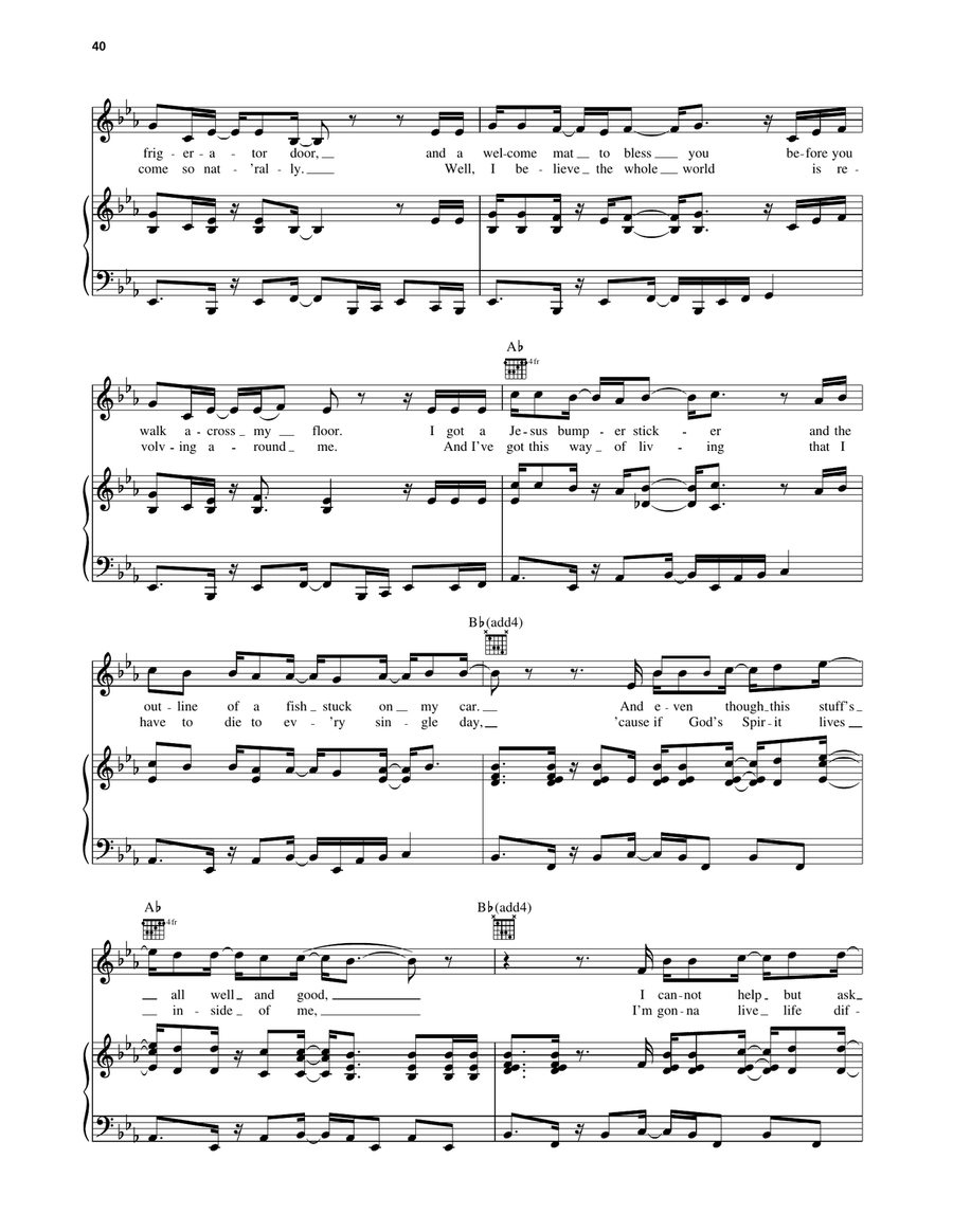 The Change The Change Piano, Vocal, Guitar scores gallery preview page 3