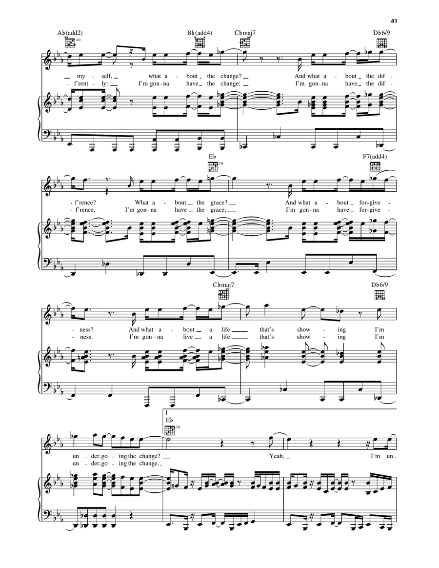 The Change The Change Piano, Vocal, Guitar scores gallery preview page 4
