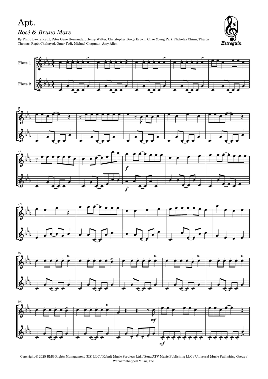 Apt. Flute Duet scores gallery preview page 1