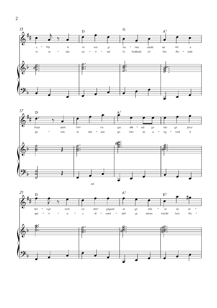 Llwn Onn - Ato Sax & Piano in F Major With Lyrics & Chords (Trad. lyrics of the original Welsh) Alto Saxophone scores gallery preview page 2