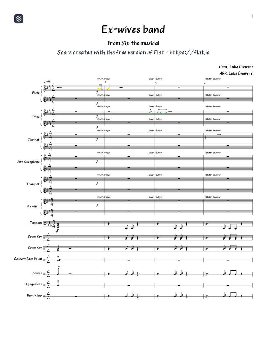Ex-wives ll Six Ex-wives ll Six Concert Band scores gallery preview page 1