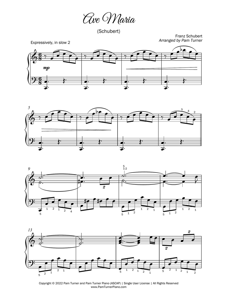 Ave Maria (Schubert)(Intermediate Piano Solo) Piano Solo scores gallery preview page 3