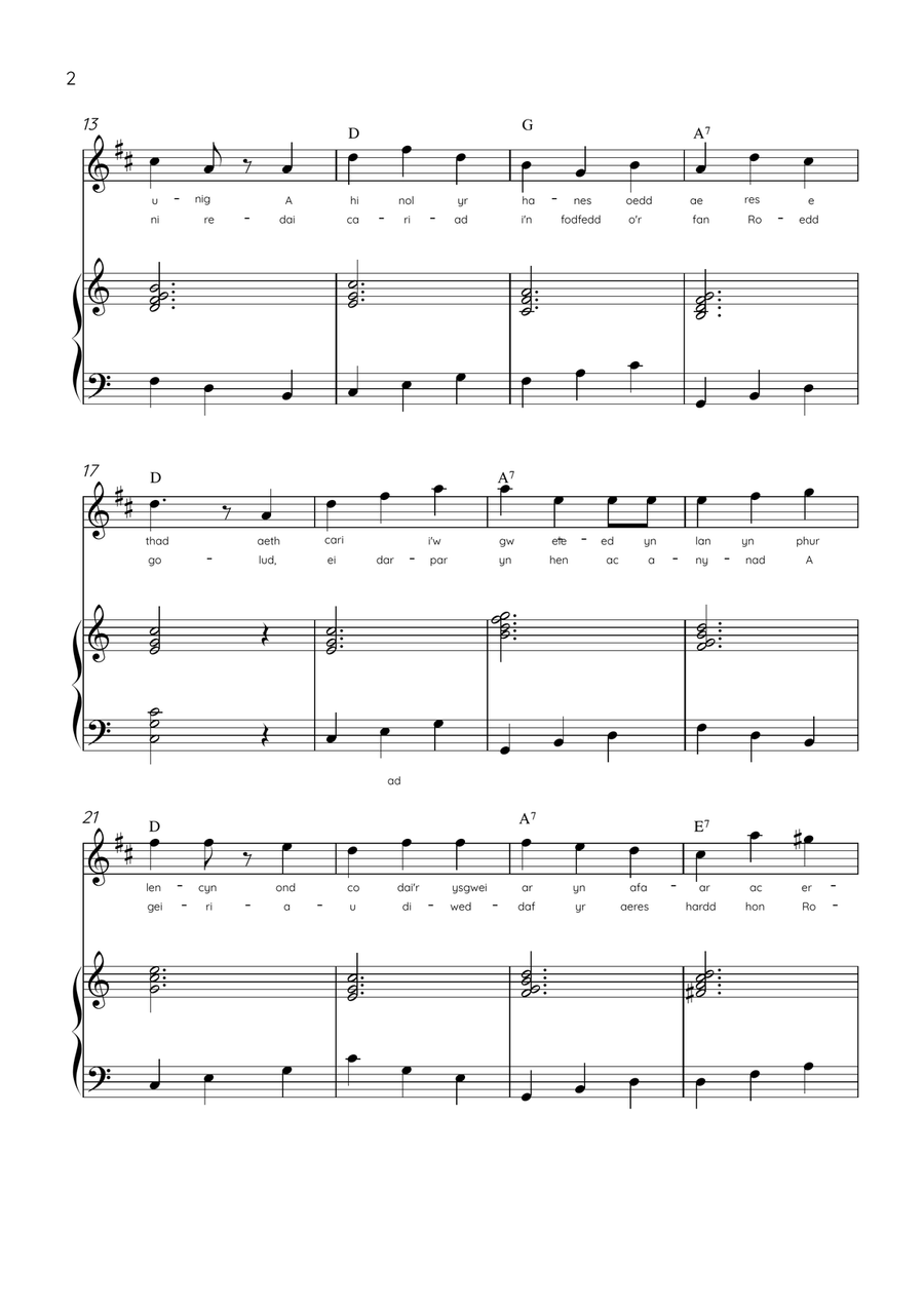 Llwn Onn - Soprano Sax & Piano in C Major With Lyrics & Chords (Trad.lyrics of the original Welsh) Soprano Saxophone scores gallery preview page 2