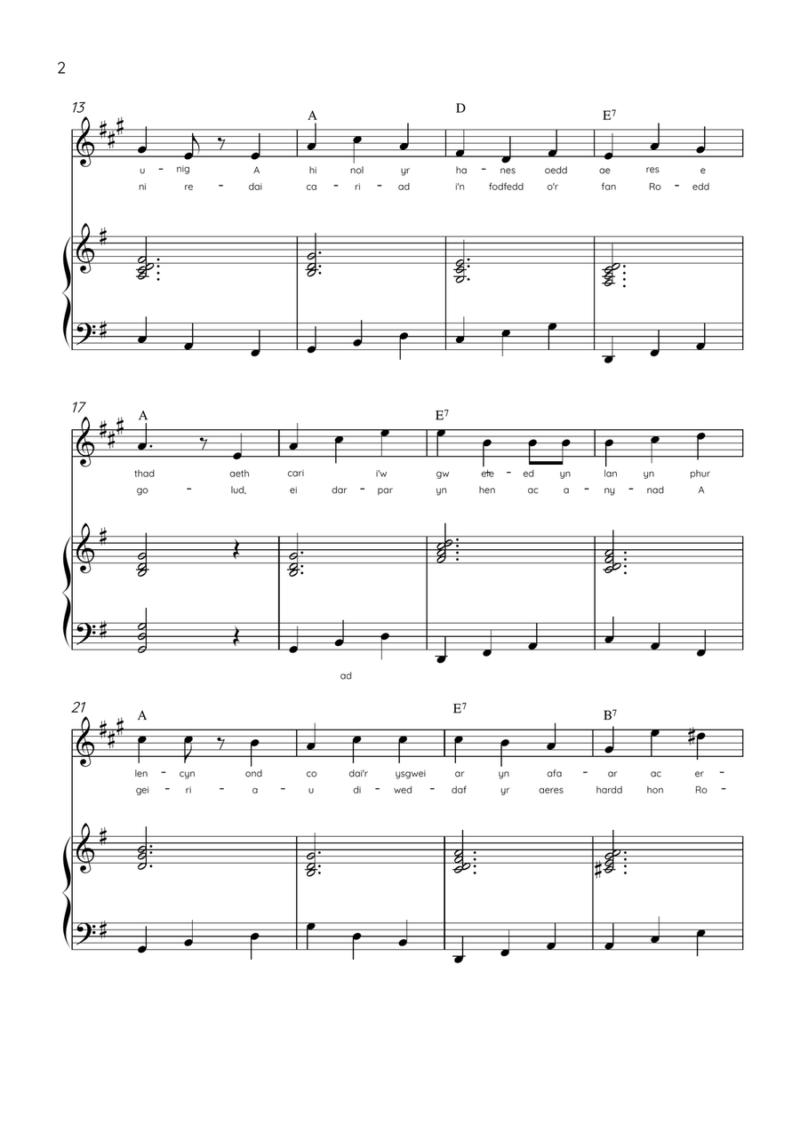 Llwn Onn - Soprano Sax & Piano in G Major With Lyrics & Chords (Trad.lyrics of the original Welsh) Soprano Saxophone scores gallery preview page 2