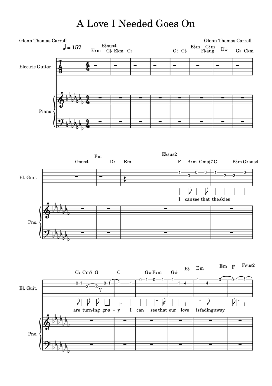 A Love I Needed Goes On A Love I Needed Goes On Electric Guitar scores gallery preview page 1