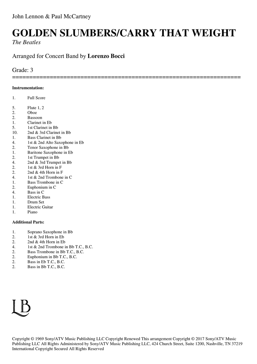 Medley: Golden Slumbers with Carry That Weight Concert Band scores gallery preview page 2