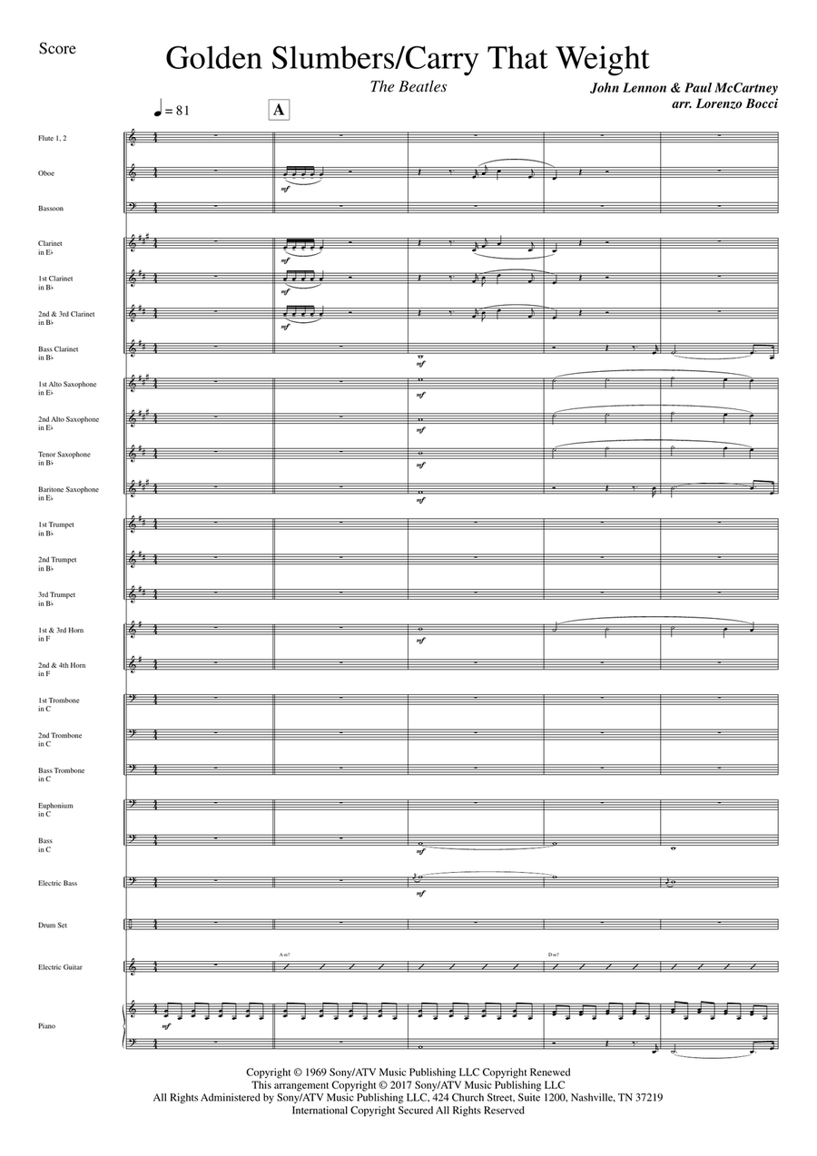 Medley: Golden Slumbers with Carry That Weight Concert Band scores gallery preview page 3