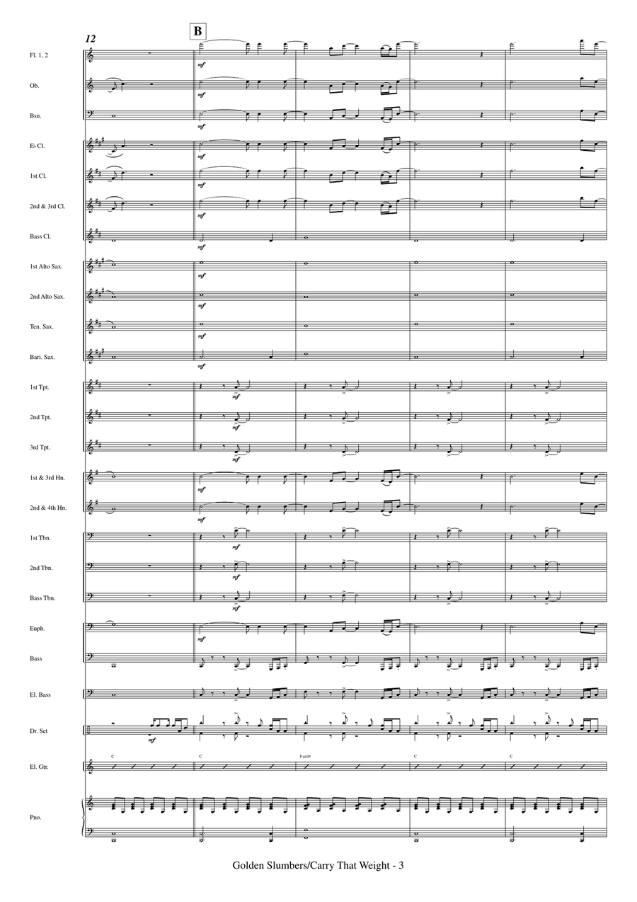 Medley: Golden Slumbers with Carry That Weight Concert Band scores gallery preview page 5