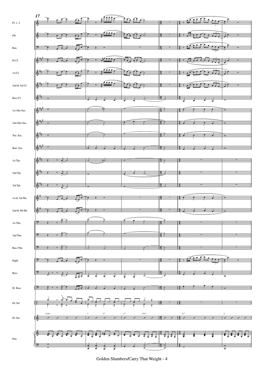 Medley: Golden Slumbers with Carry That Weight Concert Band scores gallery preview page 6