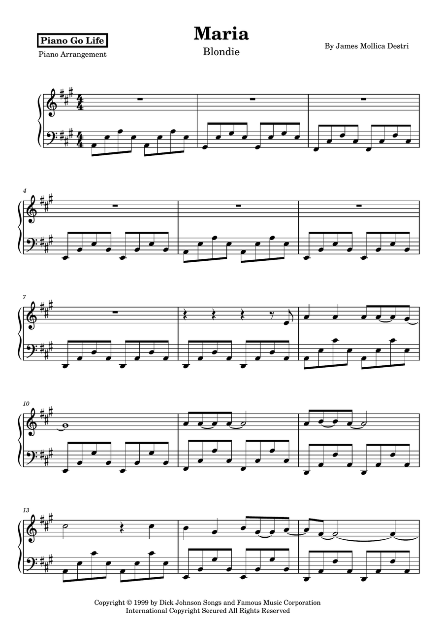 Maria Maria Piano Solo scores gallery preview page 1